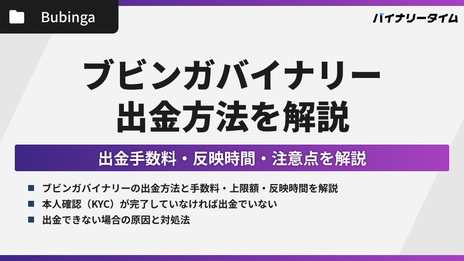 ブビンガバイナリーの出金方法