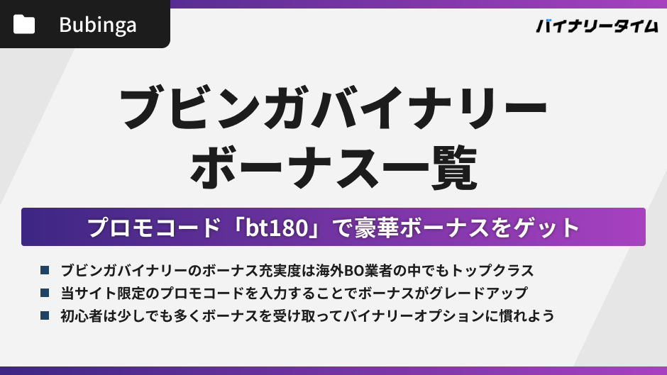 ブビンガバイナリーのボーナス・プロモコード